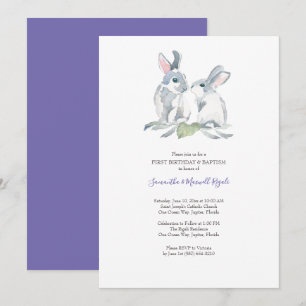 Watercolor Easter Bunny Invitations Twins Birthday