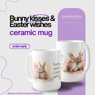 Watercolor Easter Bunny Kisses Ceramic Mug