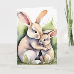 Watercolor Easter Bunny Love Card