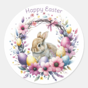 Watercolor Easter Bunny Personalised Classic Round Sticker