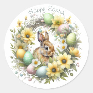 Watercolor Easter Bunny Personalised Classic Round Sticker