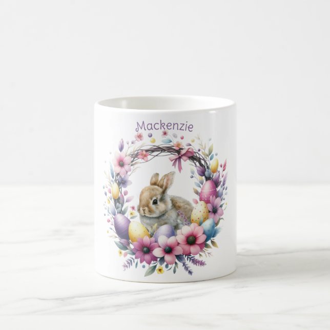Watercolor Easter Bunny Personalised Coffee Mug (Center)
