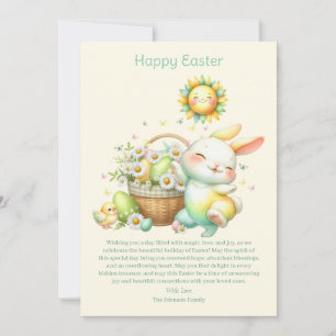 Watercolor Easter Bunny Personalised Holiday Card