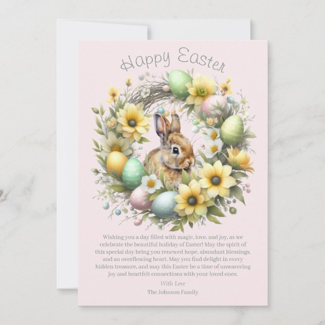 Watercolor Easter Bunny Personalised Holiday Card (Front)