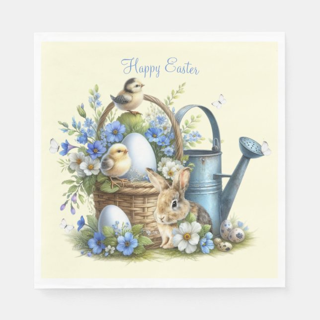 Watercolor Easter Bunny Personalised Napkin (Front)