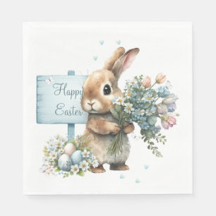 Watercolor Easter Bunny Personalised Napkin