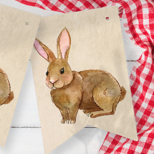 Watercolor Easter Bunny Rabbit. Bunting