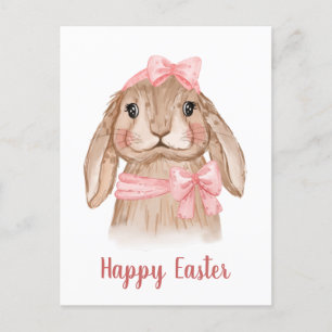 Watercolor Easter Bunny Rabbit  Holiday Postcard