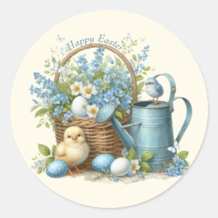 Watercolor Easter Chick Personalised Classic Round Sticker