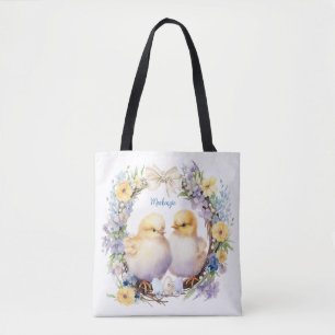 Watercolor Easter Chick Personalised Tote Bag