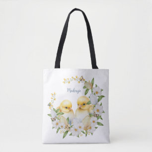 Watercolor Easter Chick Personalised Tote Bag