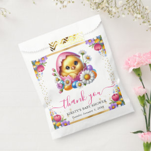 Watercolor Easter Chick Spring Flowers Baby Shower Favour Bags