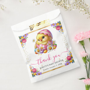Watercolor Easter Chick Spring Flowers Baby Shower Favour Bags