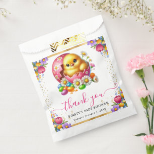 Watercolor Easter Chick Spring Flowers Baby Shower Favour Bags