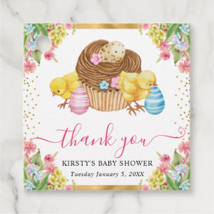 Watercolor Easter Chicks and Cake Baby Shower Favour Tags