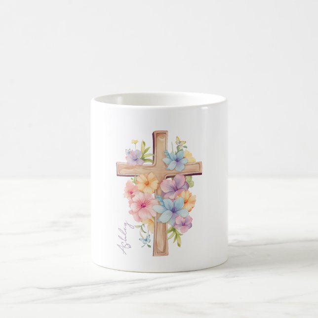 Watercolor Easter Cross Personalised Coffee Mug (Center)