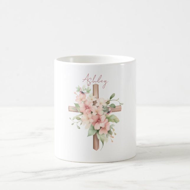 Watercolor Easter Cross Personalised Coffee Mug (Center)