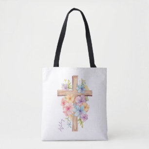 Watercolor Easter Cross Personalised Tote Bag
