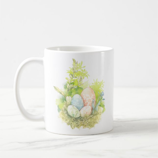Watercolor Easter egg and bunny  Coffee Mug (Left)