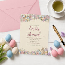 Watercolor Easter Egg Bunny Brunch Invitation