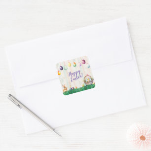 Watercolor Easter Egg Hunt Party Square Sticker