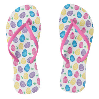 Watercolor Easter Egg Hunt Pattern Flip Flops