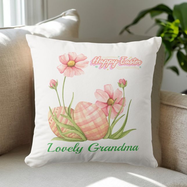 Watercolor Easter Egg Personalized Throw Pillow (Creator Uploaded)