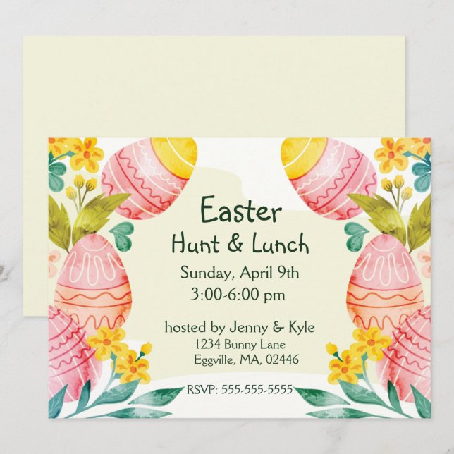 Watercolor Easter Eggs Easter Invitation (Front/Back)