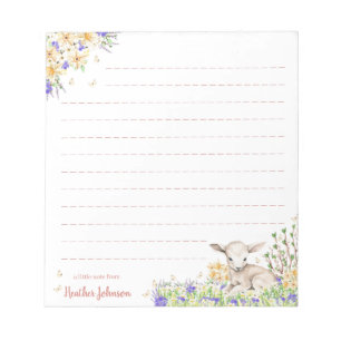 Watercolor Easter Floral Lamb  Notepad