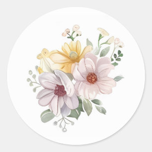 Watercolor Easter Flowers Classic Round Sticker