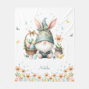 Watercolor Easter Gnome Personalised Fleece Blanket