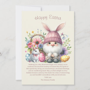 Watercolor Easter Gnome Personalised Holiday Card