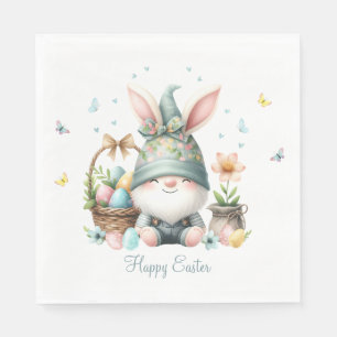 Watercolor Easter Gnome Personalised Napkin