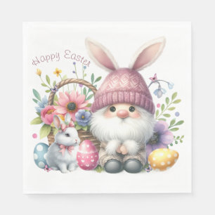 Watercolor Easter Gnome Personalised Napkin