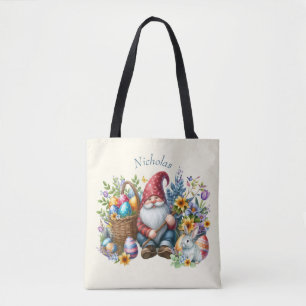 Watercolor Easter Gnome Personalised Tote Bag