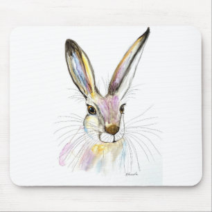 Watercolor Easter Hare Rabbit Animal Rustic Cute Mouse Mat