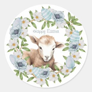Watercolor Easter Lamb Personalised Classic Round Sticker