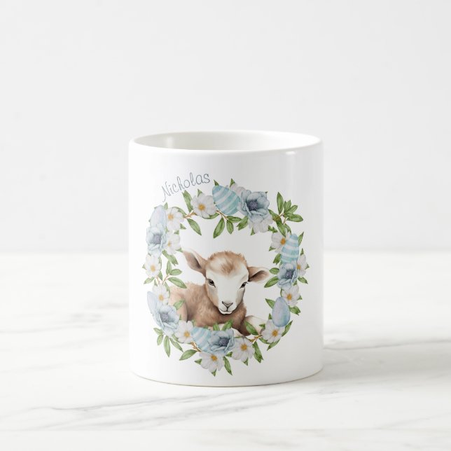 Watercolor Easter Lamb Personalised Coffee Mug (Center)