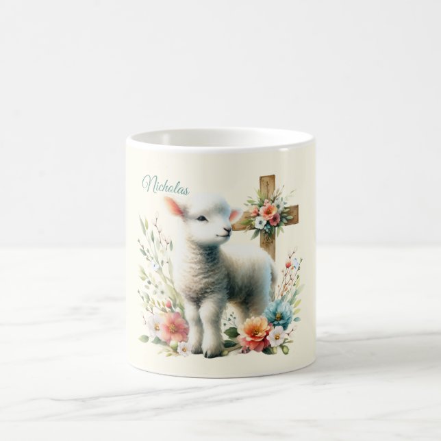 Watercolor Easter Lamb Personalised Coffee Mug (Center)