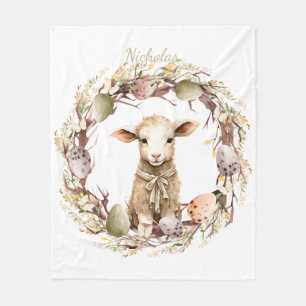 Watercolor Easter Lamb Personalised Fleece Blanket