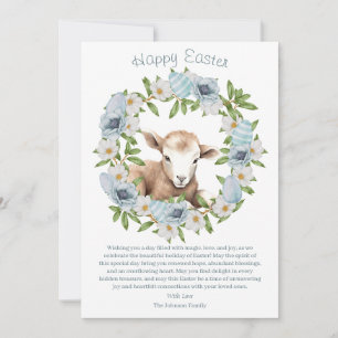 Watercolor Easter Lamb Personalised Holiday Card
