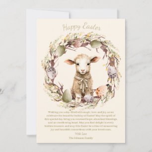 Watercolor Easter Lamb Personalised Holiday Card