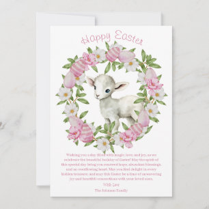 Watercolor Easter Lamb Personalised Holiday Card