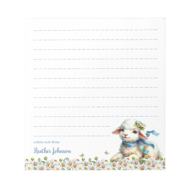 Watercolor Easter Lamb Personalised Notepad (Front)