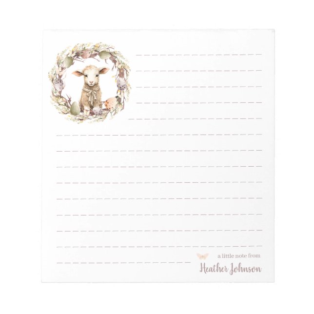 Watercolor Easter Lamb Personalised Notepad (Front)