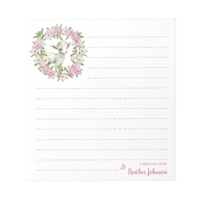 Watercolor Easter Lamb Personalised Notepad (Front)