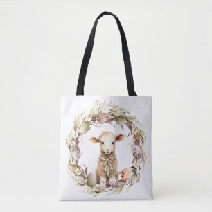 Watercolor Easter Lamb Personalised Tote Bag