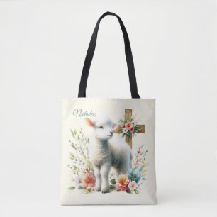 Watercolor Easter Lamb Personalised Tote Bag