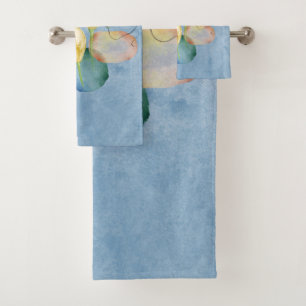 Watercolor Easter Lilies and Geometric Patterns Bath Towel Set