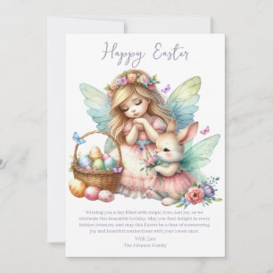 Watercolor Easter Spring Fairy Holiday Card